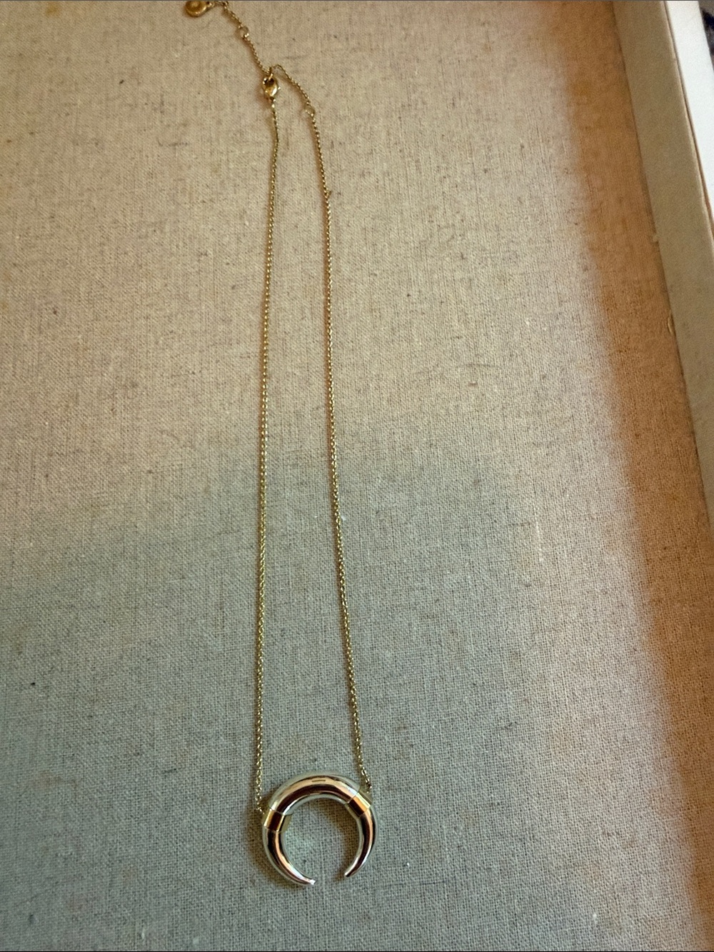 Stella & Dot Gold Crescent Pendant Necklace